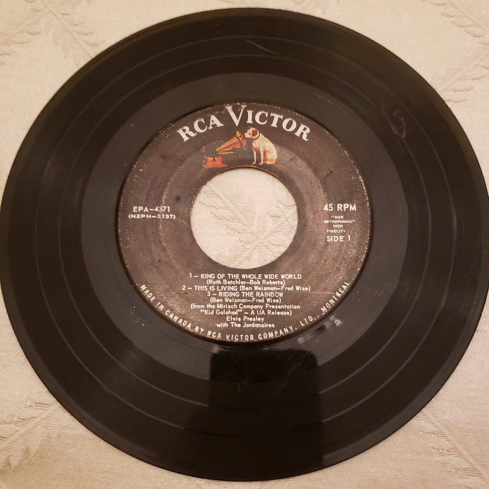 Elvis and the Jordanaires 45 rpm vinyl record.